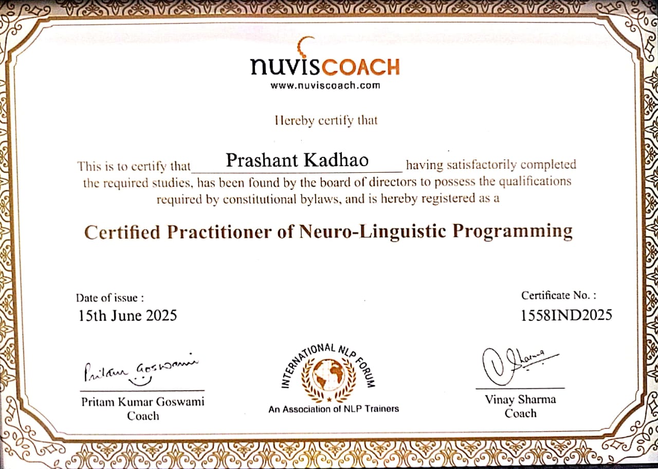 Prashant Kadhao, Nagpur's best Leadership coach, Student coach, Mind Coach